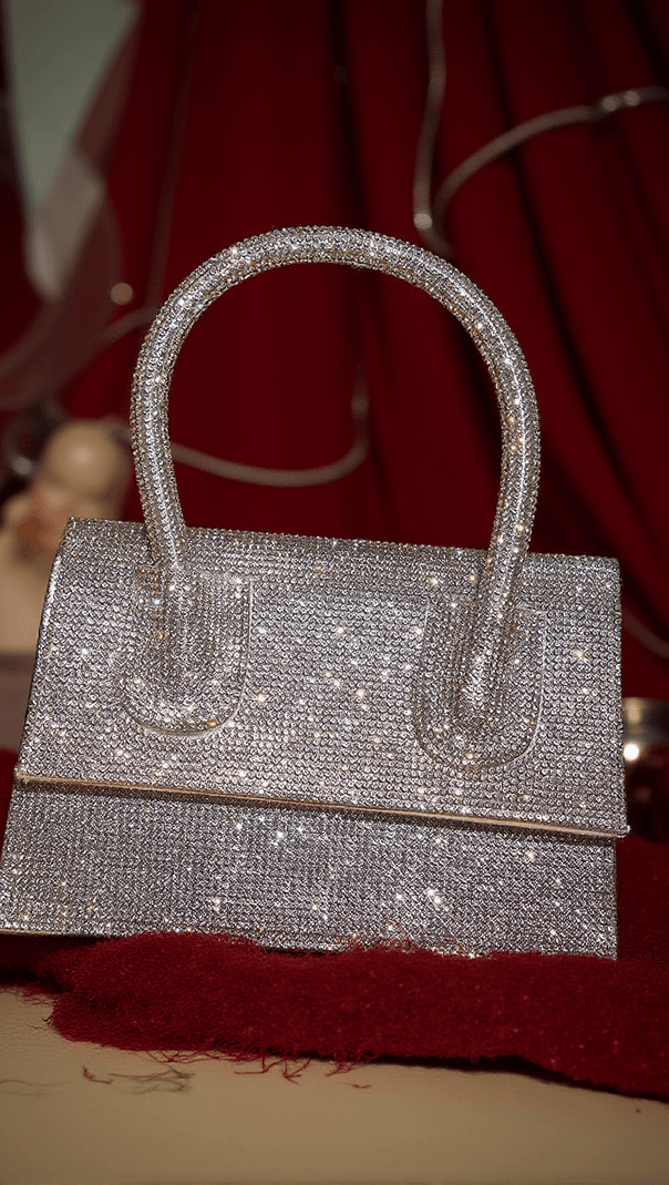 AIIZIE CALEO CRYSTAL CLUTCH IN SILVER - product image
