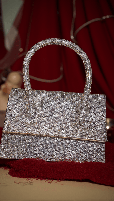 CALEO CRYSTAL CLUTCH IN SILVER