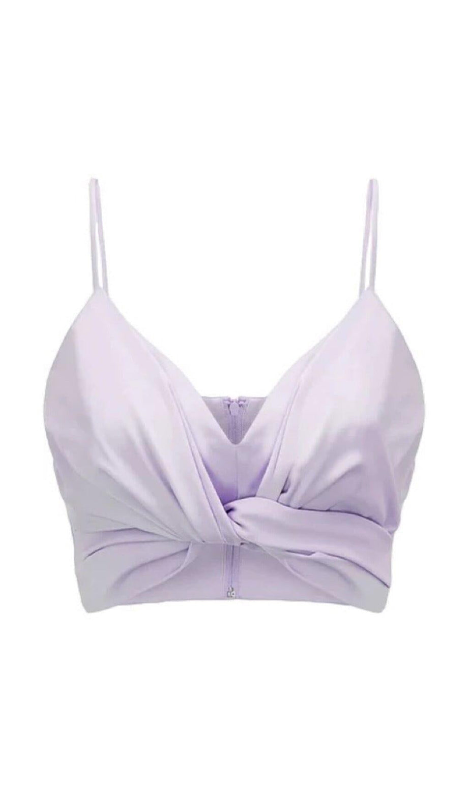 TOP CON SPALLINE LACCATE VIOLA