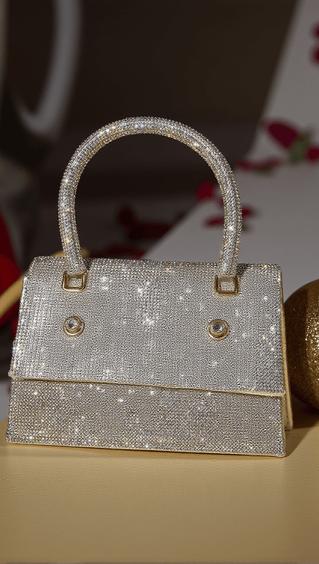 CALEO CRYSTAL CLUTCH IN SILVER