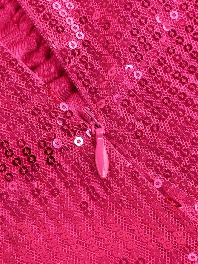 Sequin Hollow Out Suit in Pink