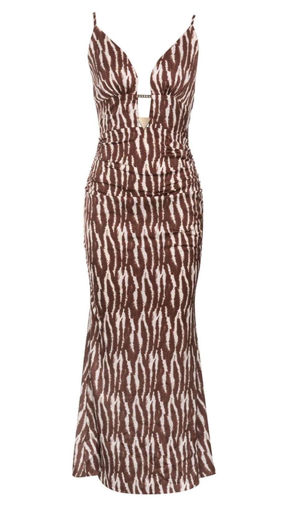 V NECK STRIPE MAXI DRESS