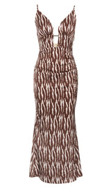 V NECK STRIPE MAXI DRESS