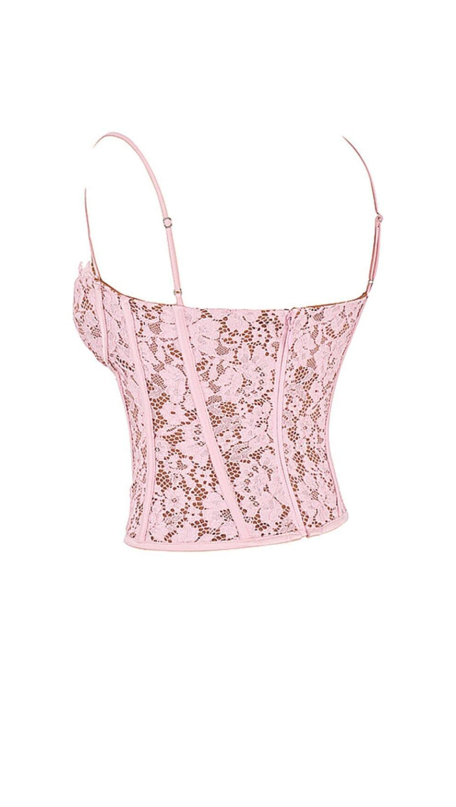 BÜGELKORSETT AUS ROSA SPITZE