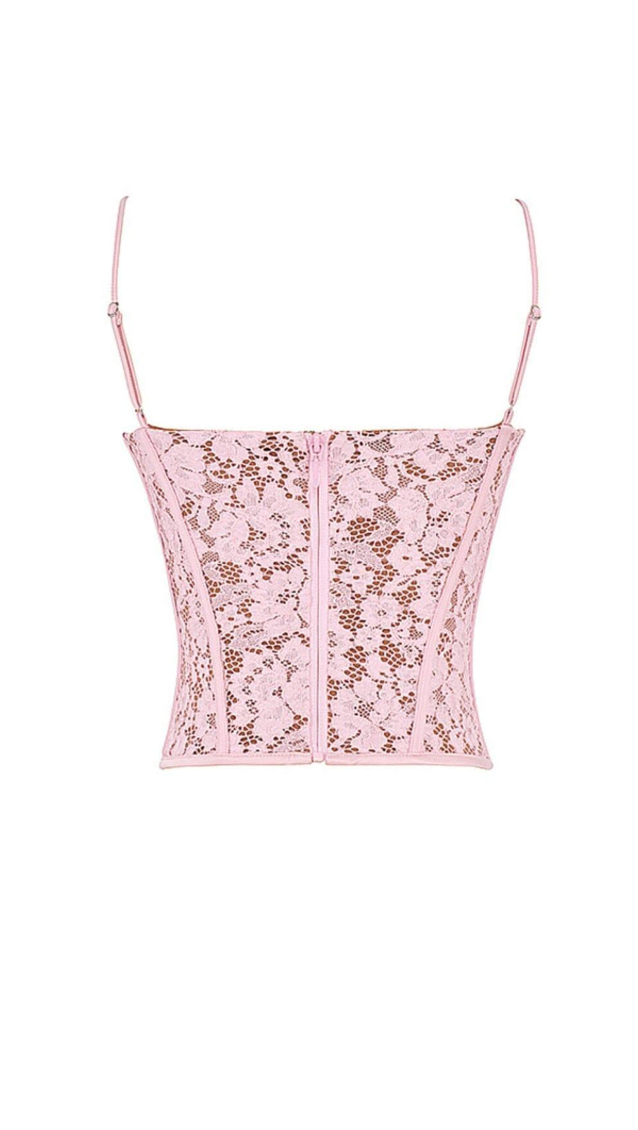 BÜGELKORSETT AUS ROSA SPITZE