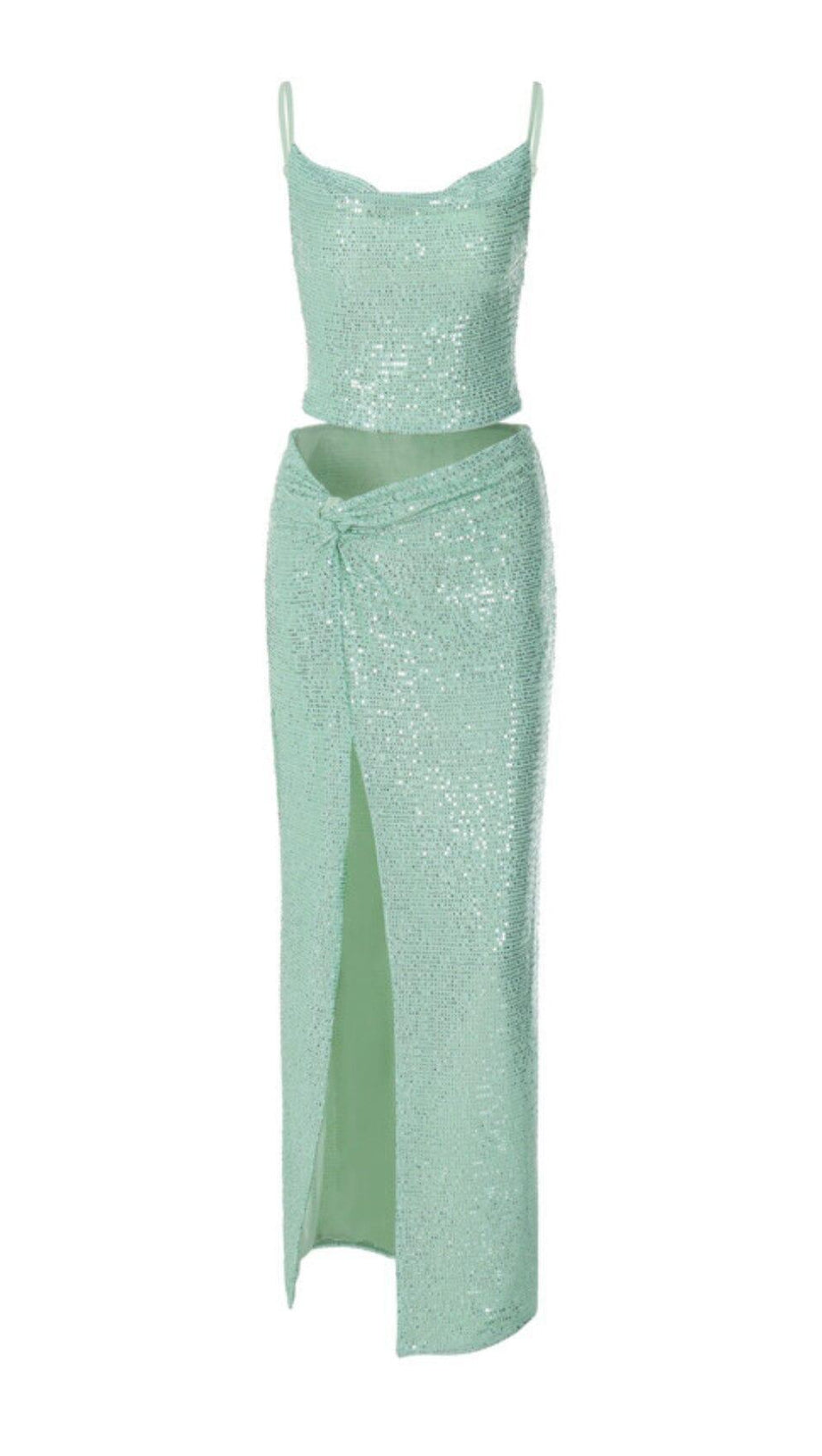 ABITO DUE PEZZI CON PAILLETTES VERDE