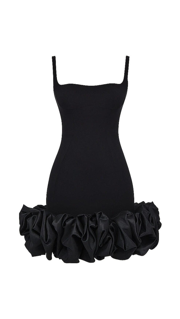 AIIZIE BLACK RUFFLE HEM DRESS - product image