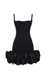 BLACK RUFFLE HEM DRESS