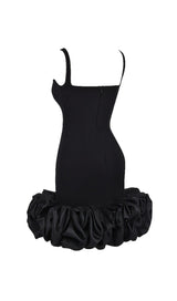 BLACK RUFFLE HEM DRESS