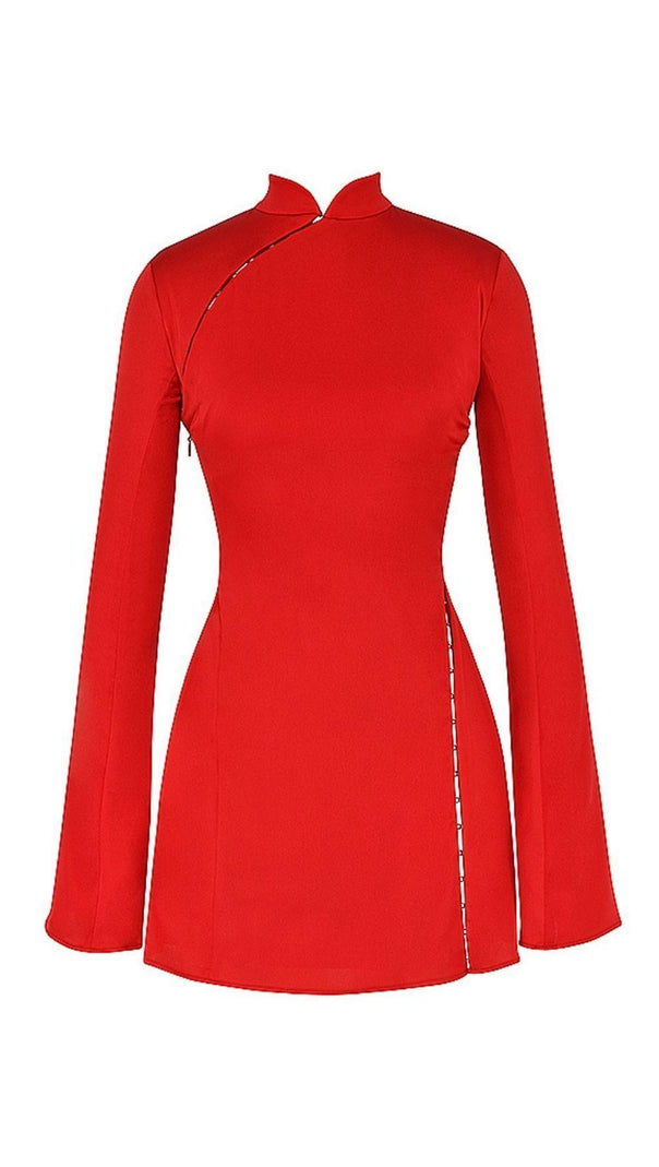 AIIZIE SCARLET CUT OUT SATIN MINI DRESS - product image
