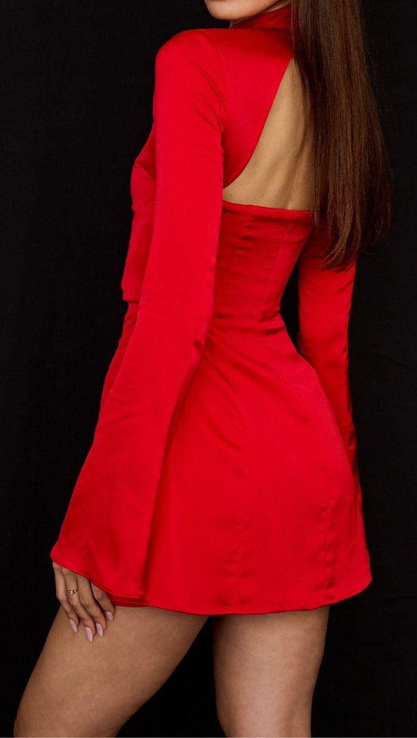 AIIZIE SCARLET CUT OUT SATIN MINI DRESS - product image