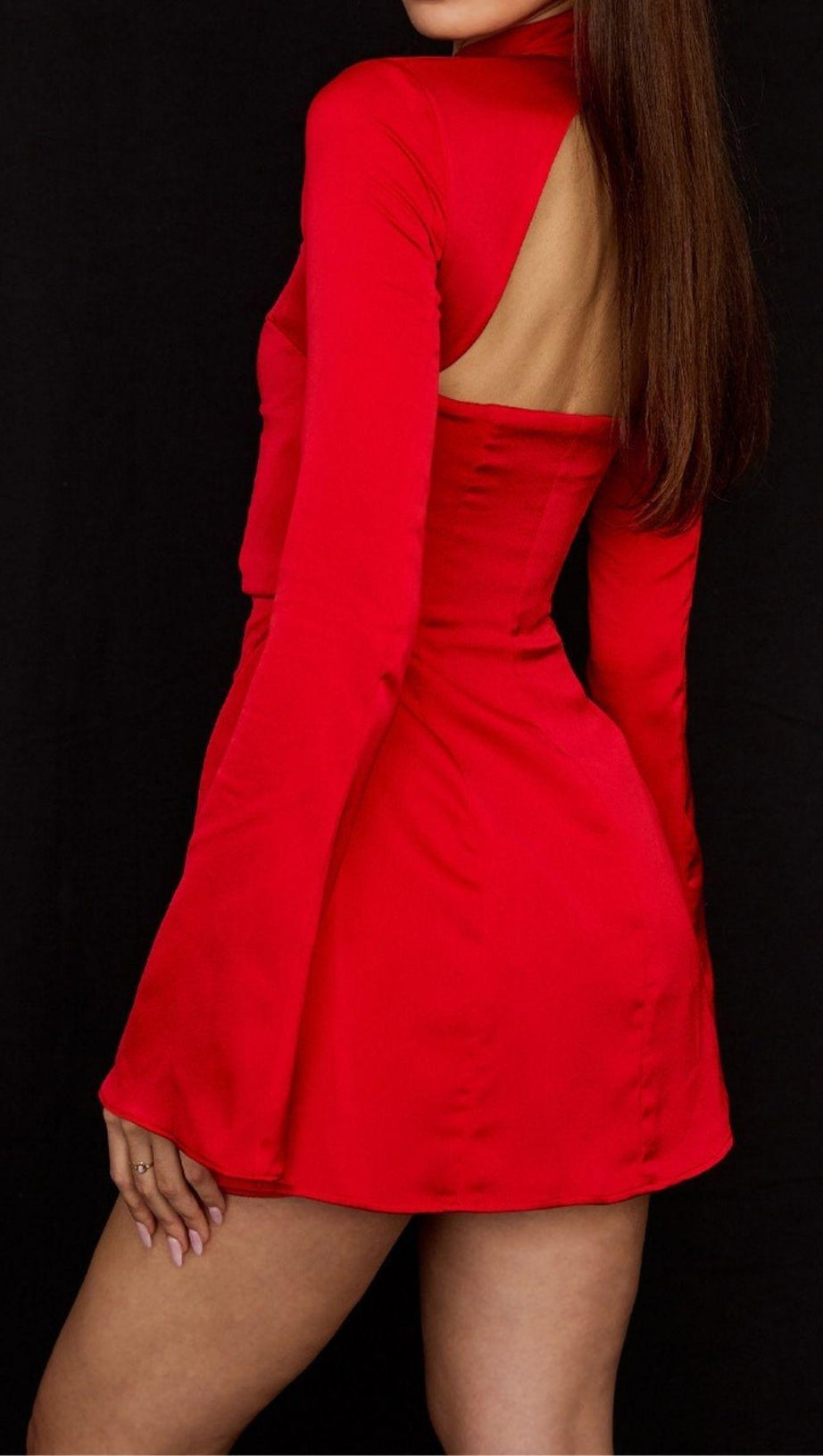 SCARLET CUT OUT SATIN MINI DRESS