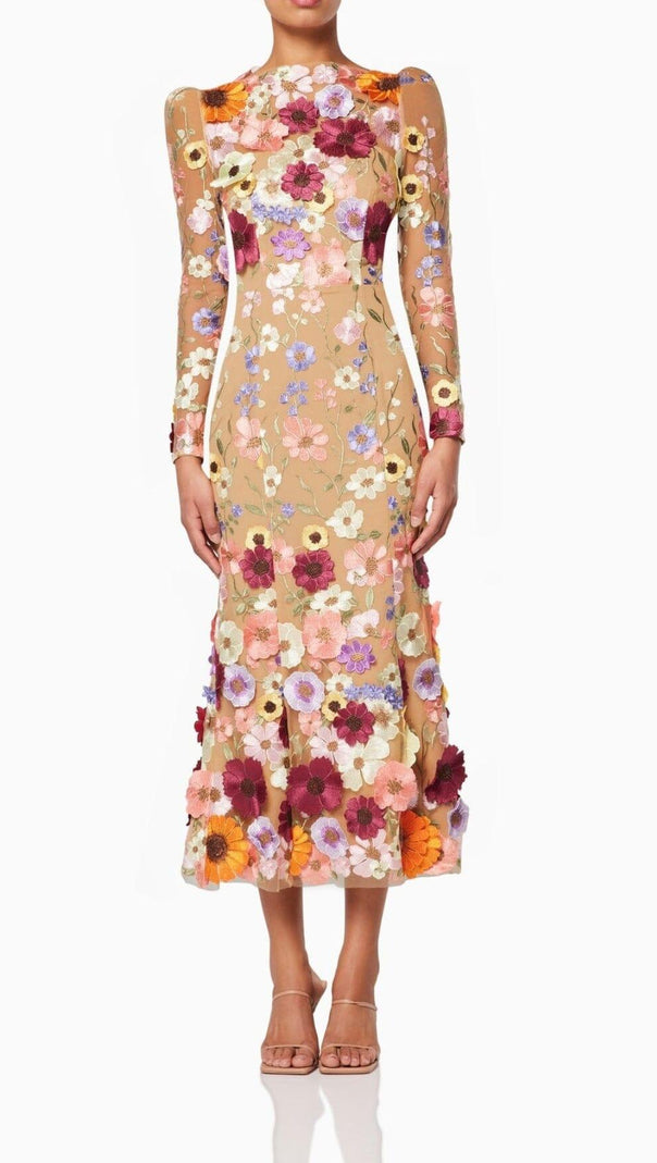 AIIZIE 3D FLORAL MIDI DRESS - product image