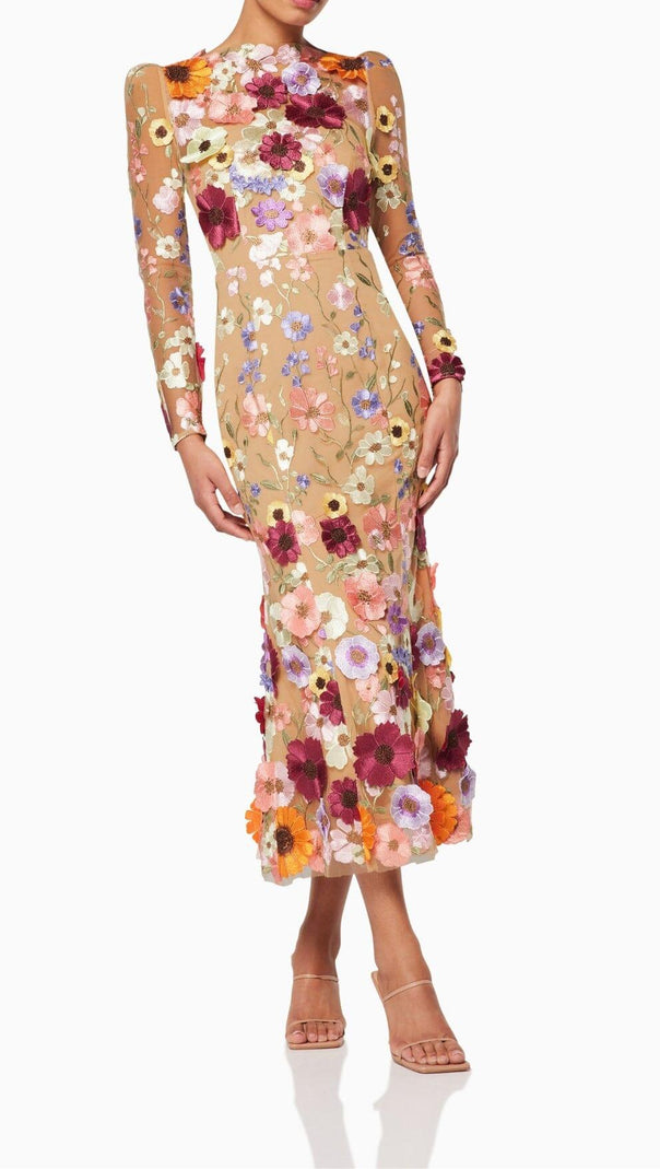AIIZIE 3D FLORAL MIDI DRESS - product image