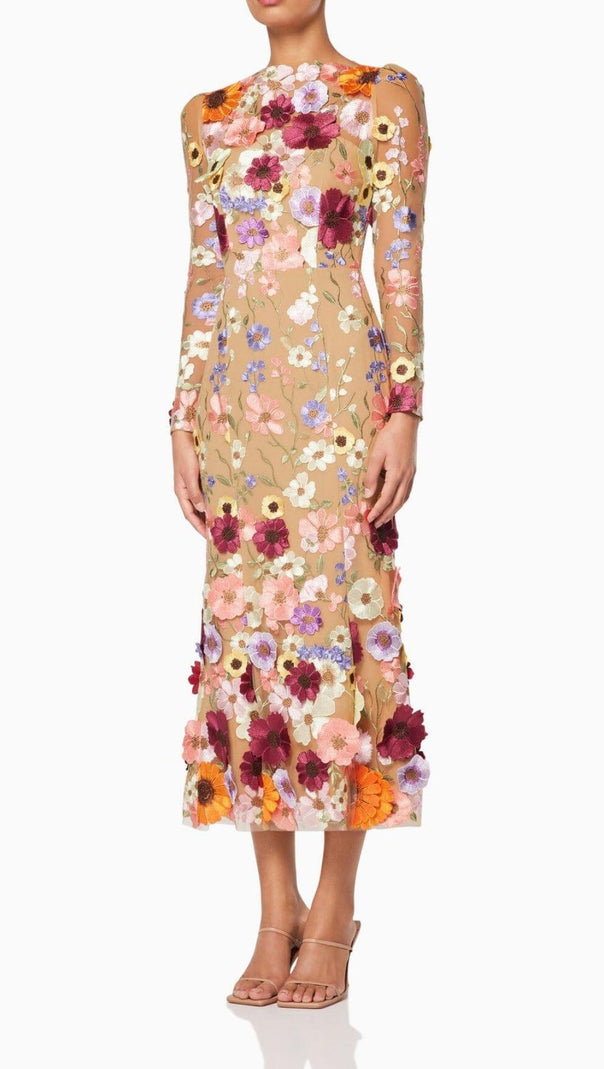 AIIZIE 3D FLORAL MIDI DRESS - product image