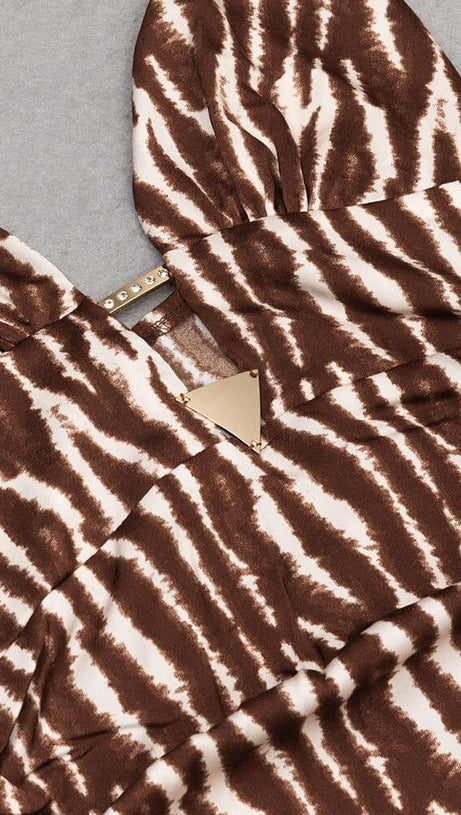 V NECK STRIPE MAXI DRESS