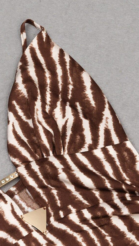 V NECK STRIPE MAXI DRESS