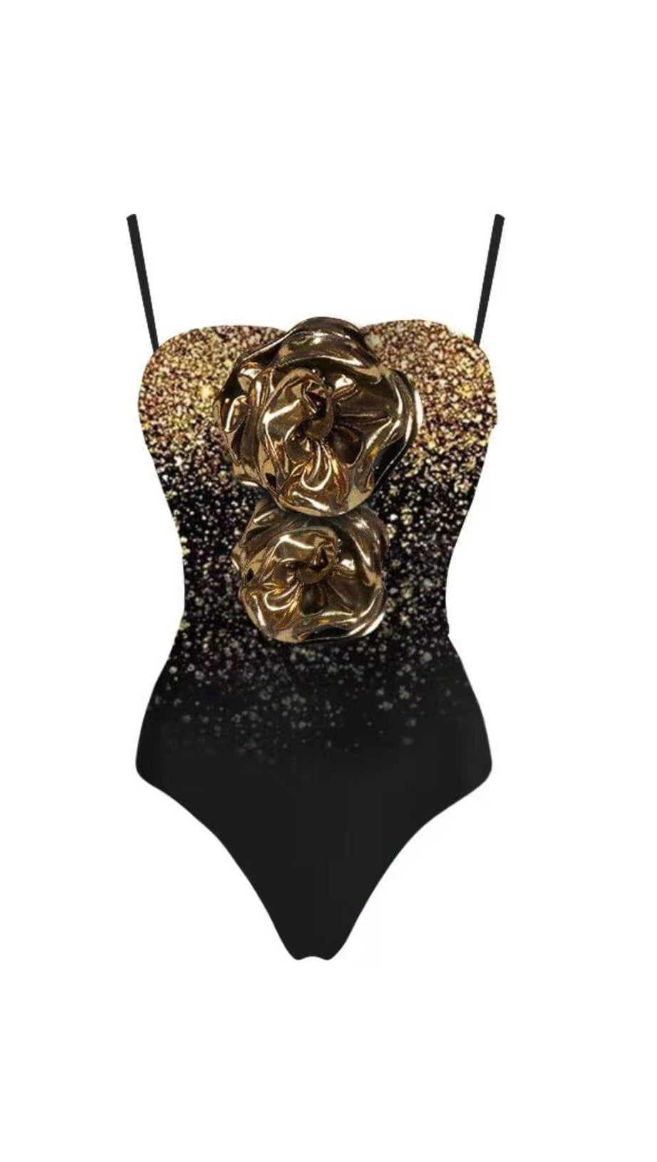 Einteiliger Badeanzug und Rock mit 3D-Blumen-Print und einer Schulter 