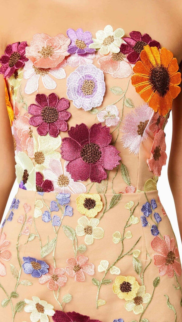 AIIZIE 3D FLOWER STRAPLESS MIDI DRESS - product image