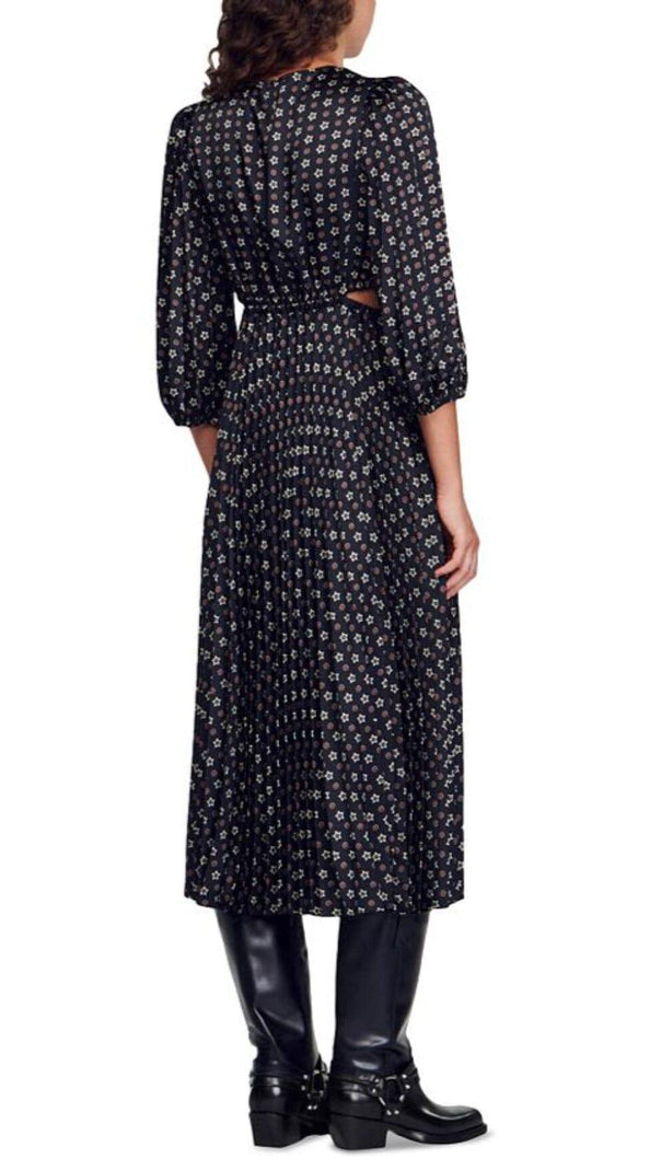 AIIZIE AGLAE PRINTED CUTOUT PLEATED DRESS - product image