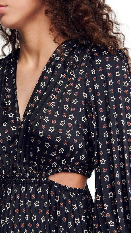 AGLAE BEDRUCKTES PLISSEE-KLEID MIT AUSSCHNITT 