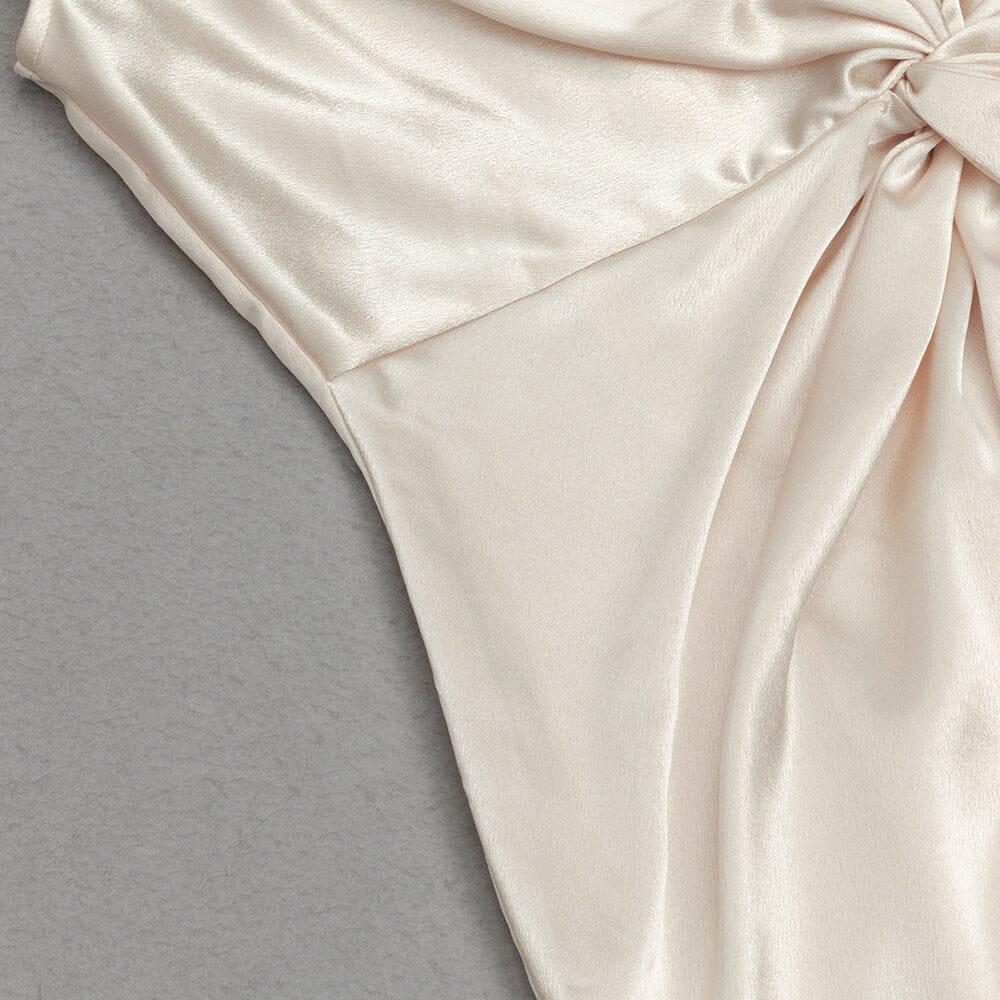 AIIZIE APRICOT SLEEVELESS PLEATED FEATHER HIP DRESS - product image
