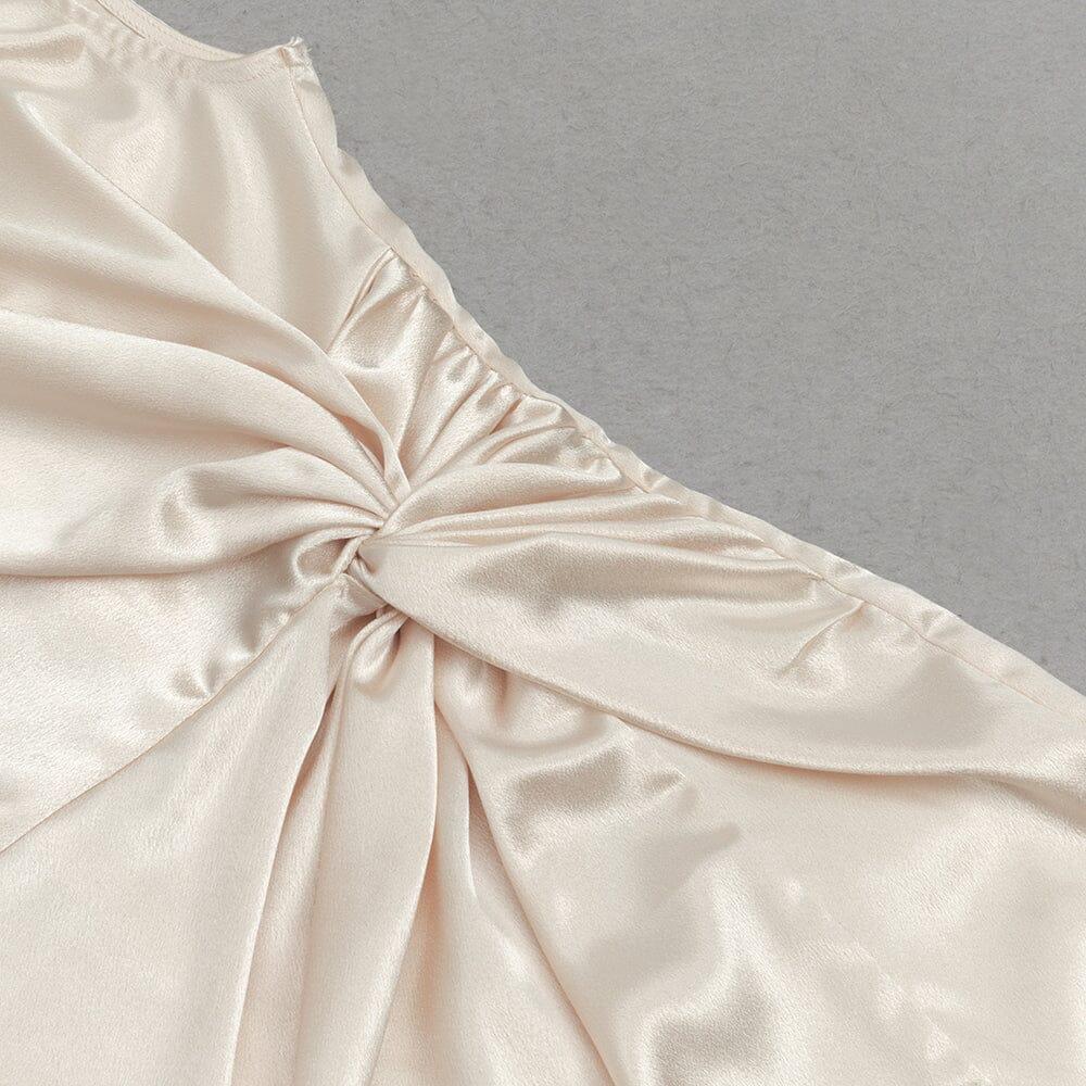 AIIZIE APRICOT SLEEVELESS PLEATED FEATHER HIP DRESS - product image