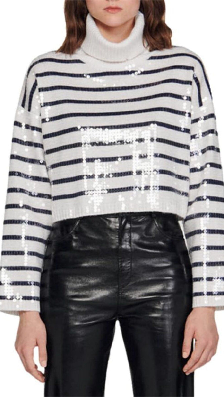 ROLLKRAGENPULLOVER MIT PAILLETTEN UND STREIFEN „ARIEL“ 