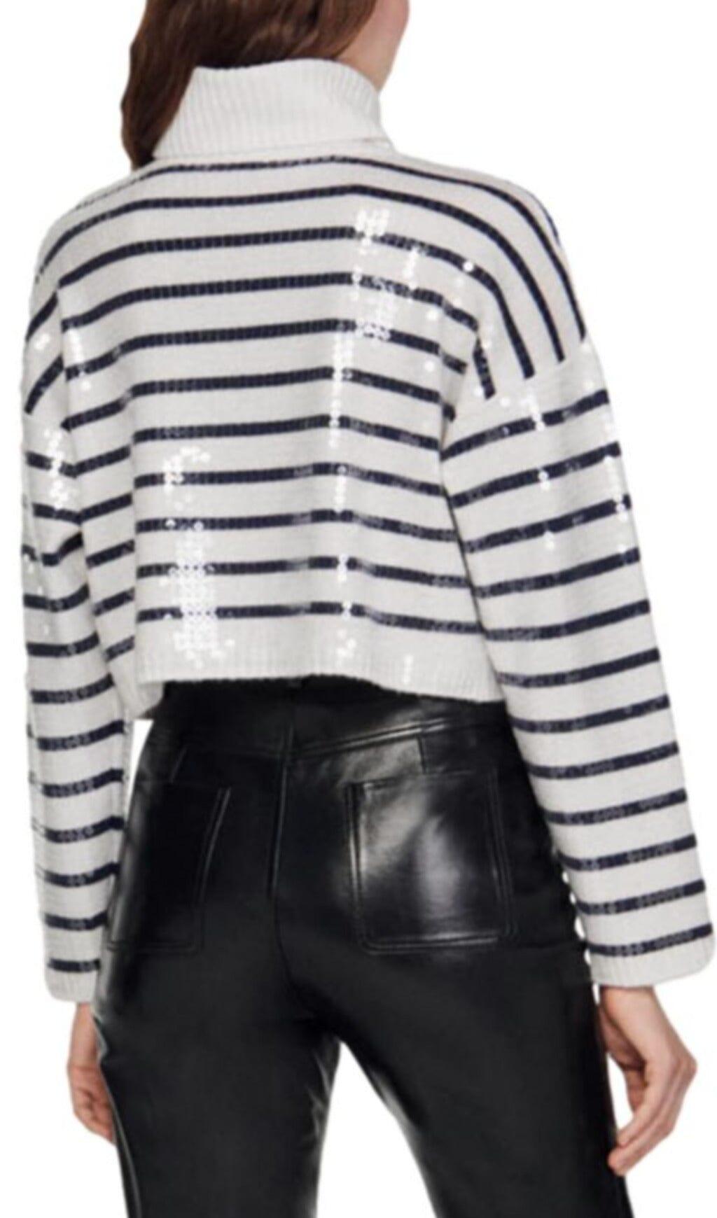 ROLLKRAGENPULLOVER MIT PAILLETTEN UND STREIFEN „ARIEL“ 