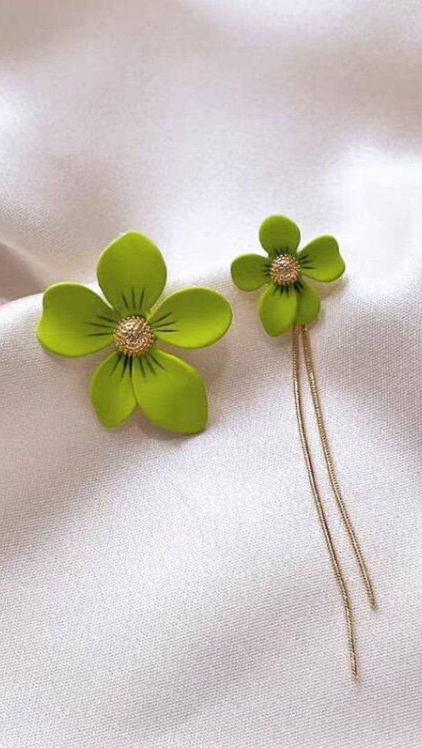 AIIZIE ASYMMETRICAL TASSEL FLOWER EARRINGS - product image