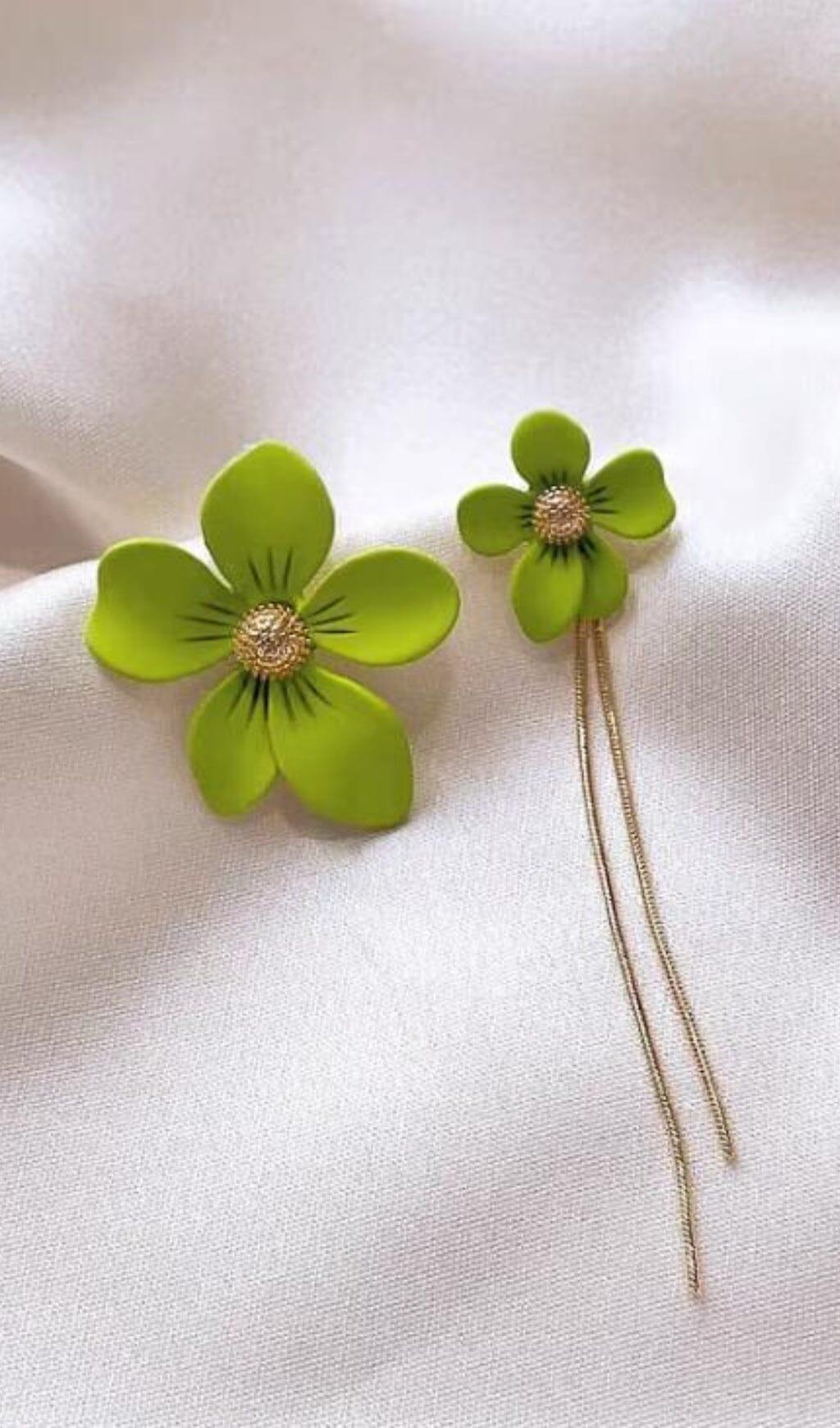AIIZIE ASYMMETRICAL TASSEL FLOWER EARRINGS - product image