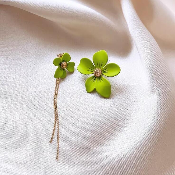 AIIZIE ASYMMETRICAL TASSEL FLOWER EARRINGS - product image