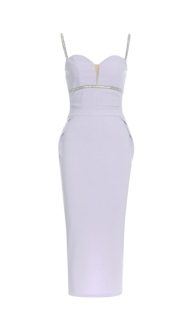 AIIZIE BACK STRAP DIAMONDS LOW-CUT TIGHT MIDI DRESS - product image