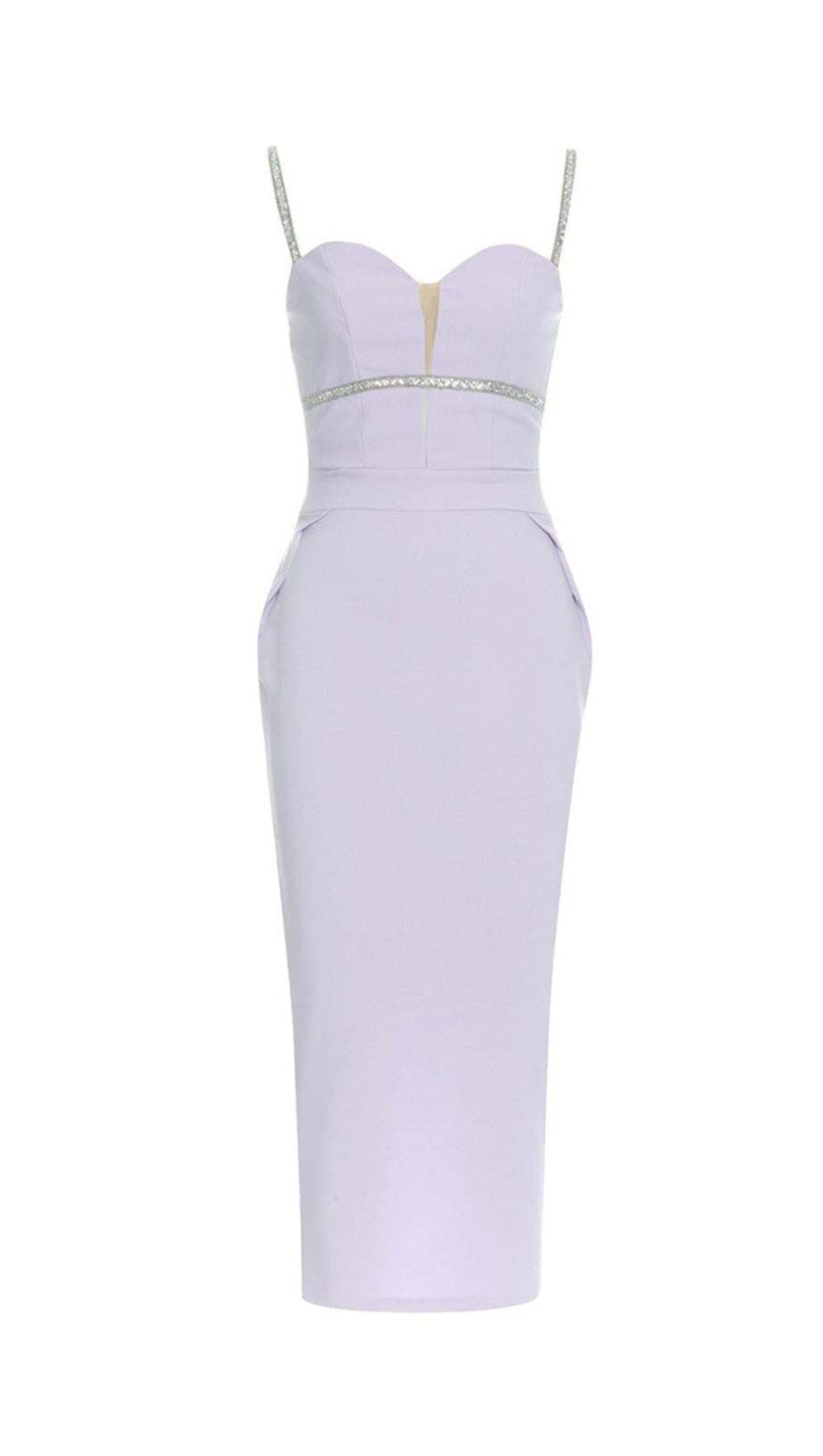 Tief ausgeschnittenes, enges MIDI-Kleid mit Rautenmuster und Rückenträgern