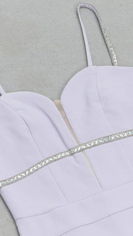 Tief ausgeschnittenes, enges MIDI-Kleid mit Rautenmuster und Rückenträgern