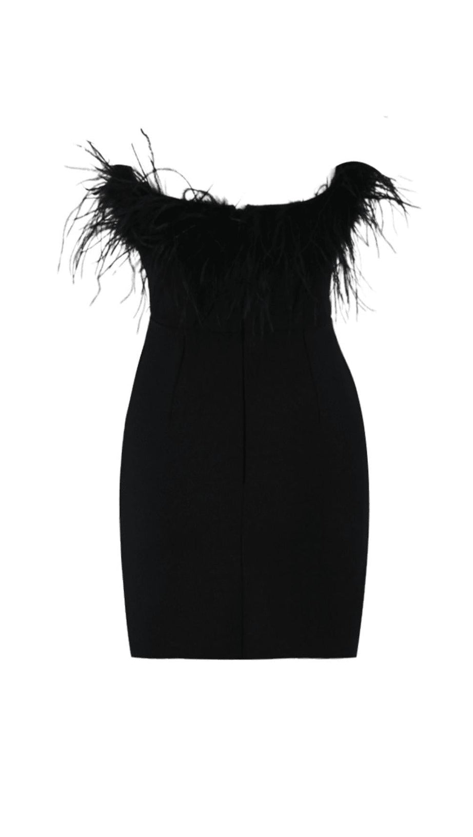 MINI ABITO A FASCIA NERO CON PIUME