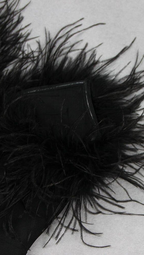 MINI ABITO A FASCIA NERO CON PIUME