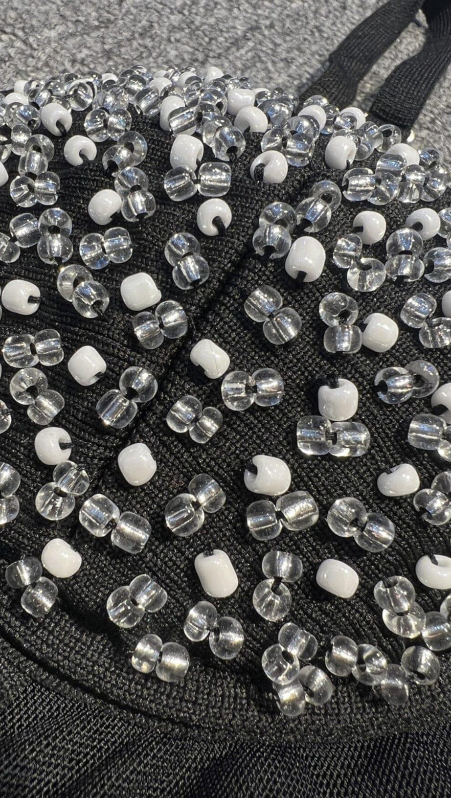 BLACK BEADING BANDAGE MIDI DRESS