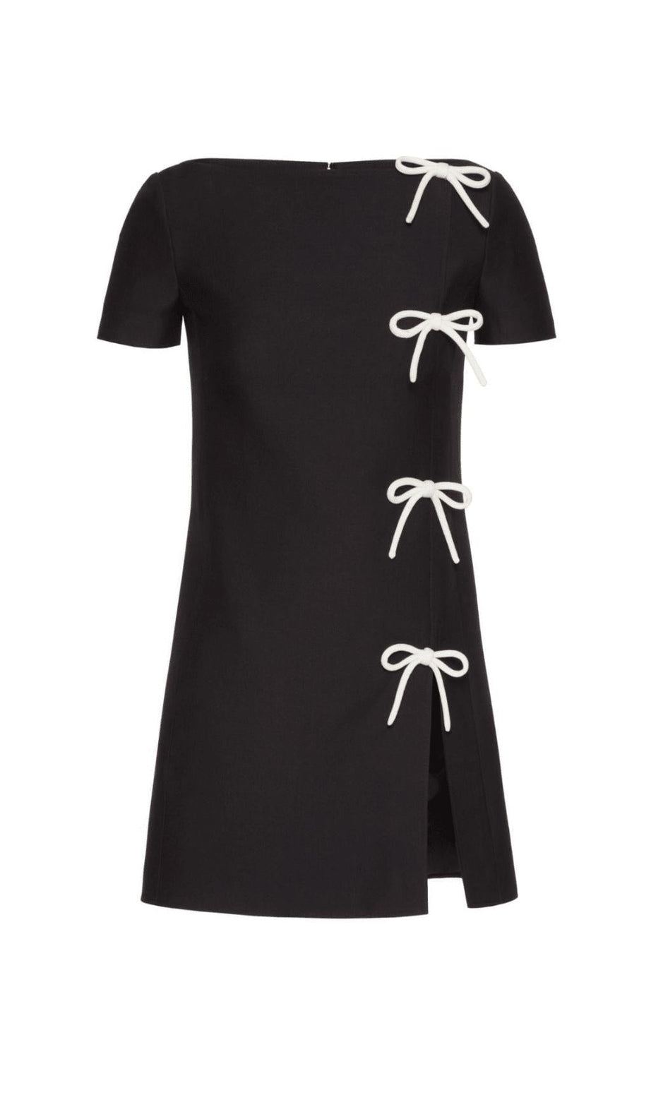 ABITO A MANICHE CORTE CON FIOCCO NERO PATCHWORK