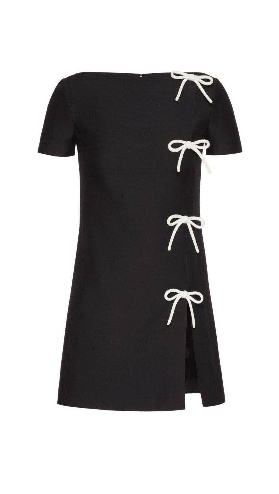 ABITO A MANICHE CORTE CON FIOCCO NERO PATCHWORK