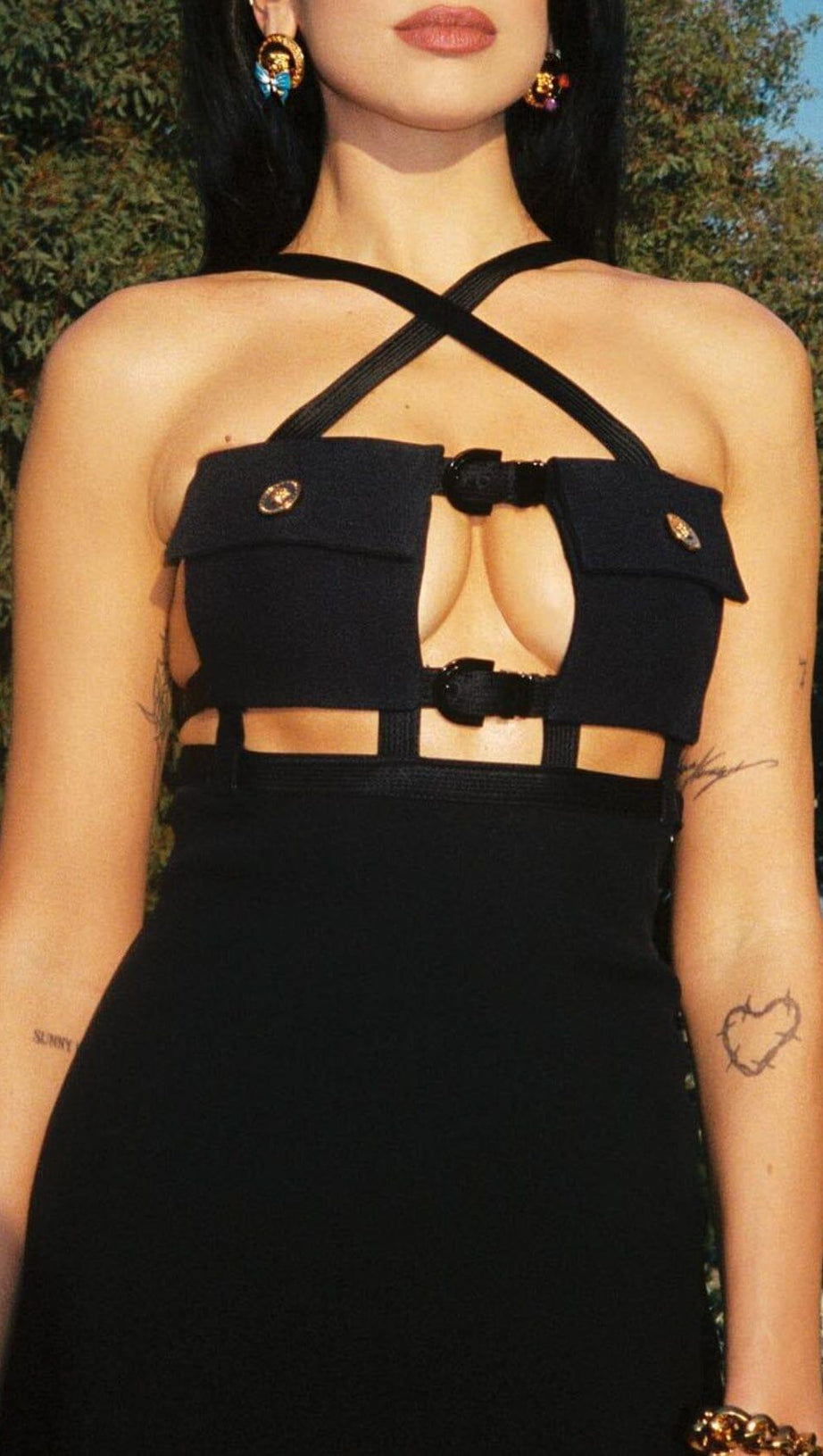 SCHWARZES BUSTIER-BANDAGE-KLEID MIT AUSSCHNITT