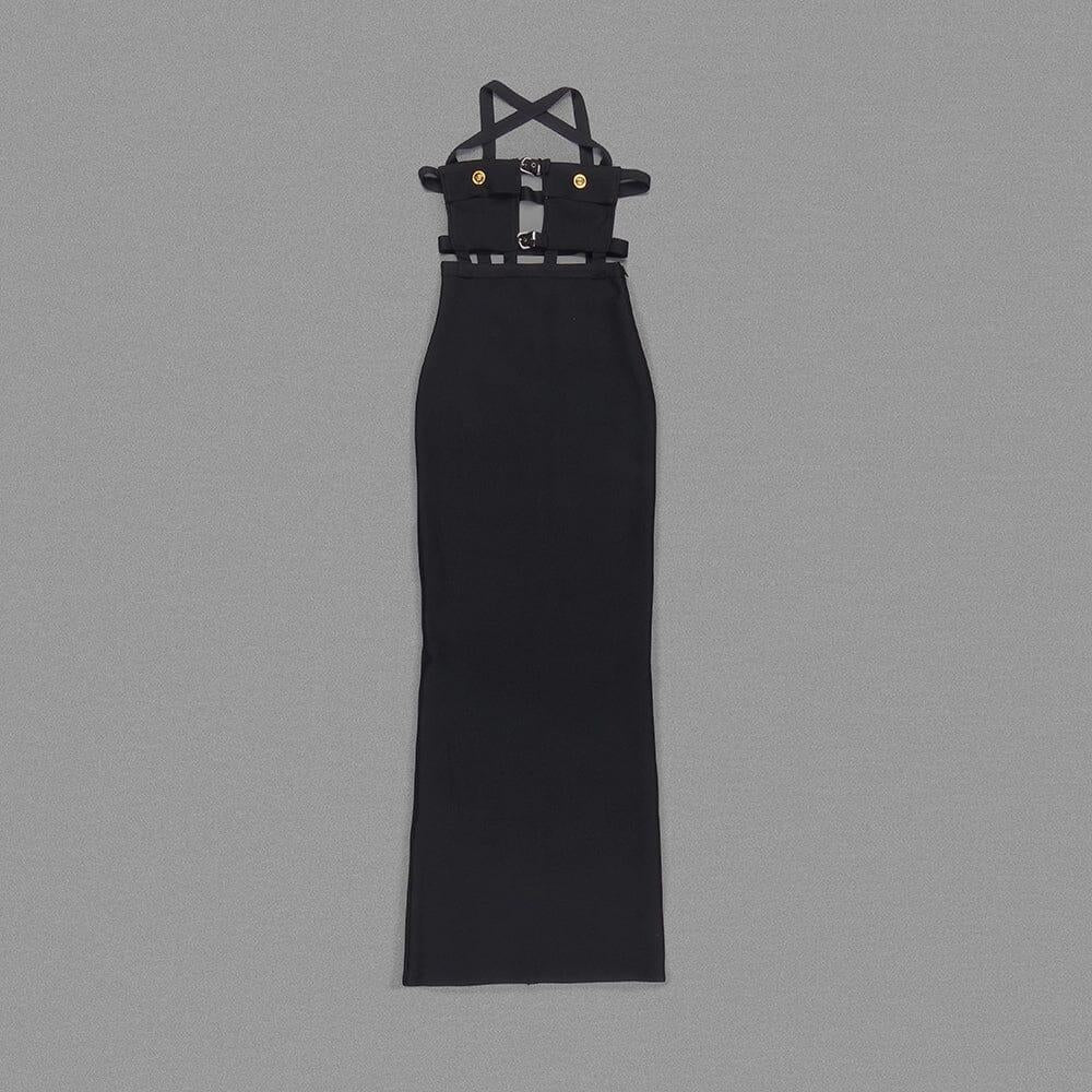 SCHWARZES BUSTIER-BANDAGE-KLEID MIT AUSSCHNITT