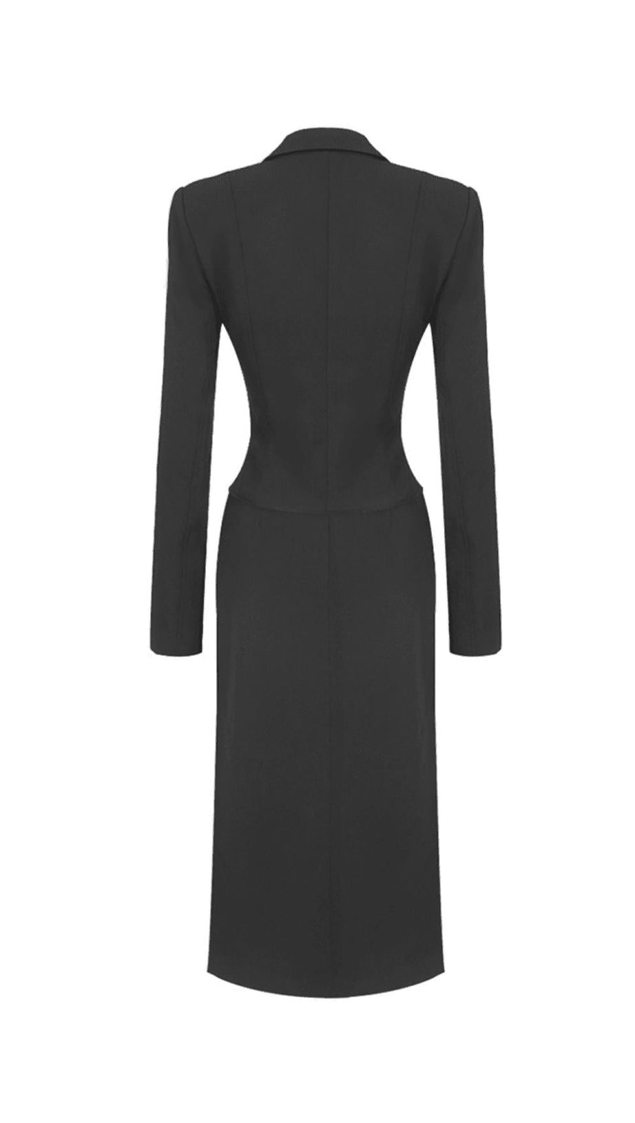 SCHWARZES BUTTON-DOWN-ANZUGKLEID, ZWEITEILIGES SET