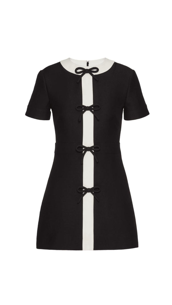 AIIZIE BLACK CREPE COUTURE BOW MINI DRESS - product image