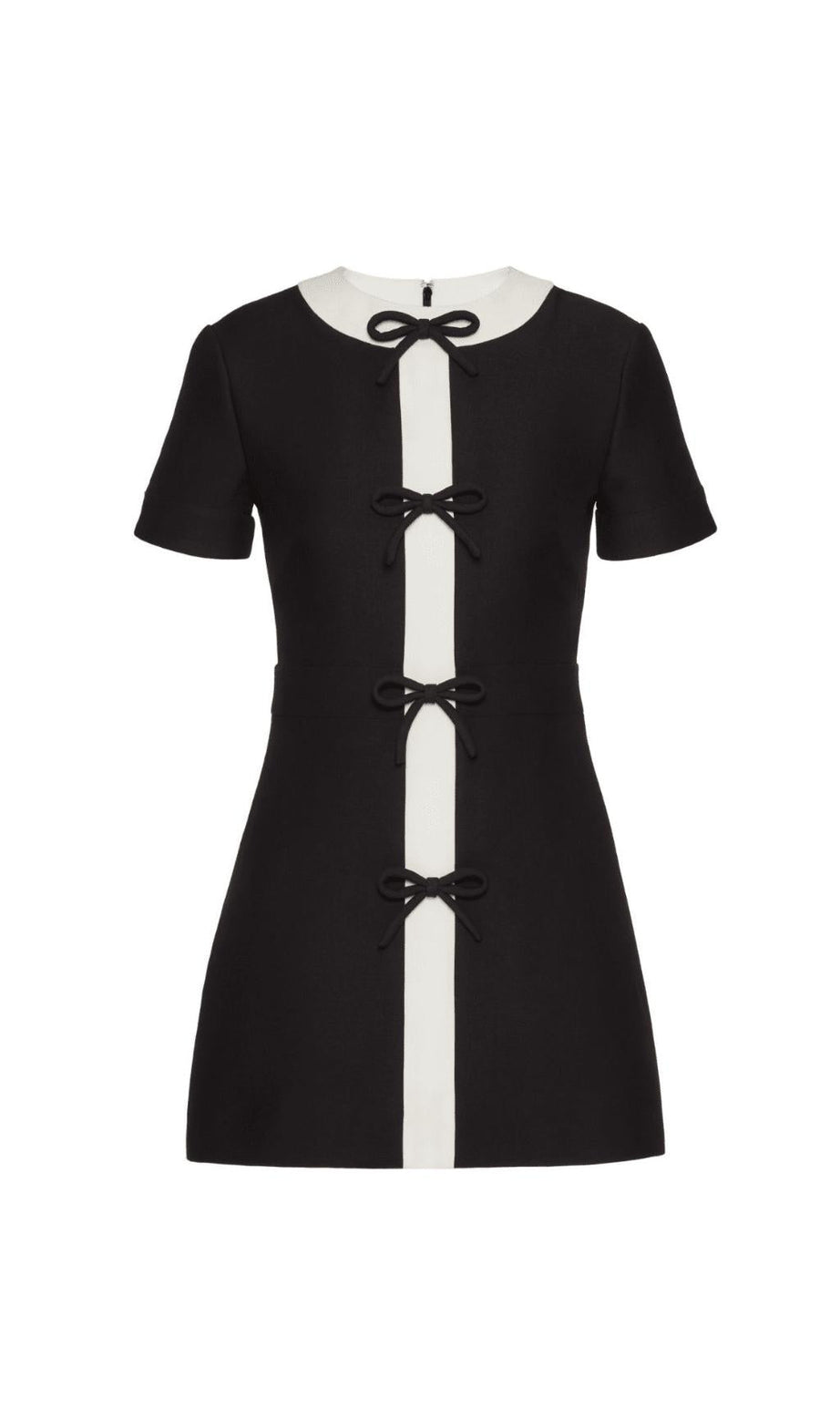 SCHWARZES MINIKLEID AUS CREPE COUTURE MIT SCHLEIFE