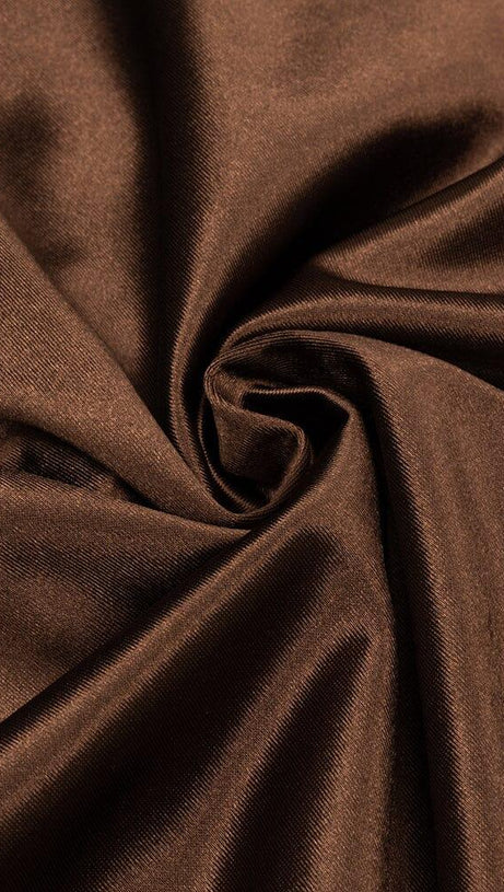 SATIN SPLIT MAXI DRESS IN BROWN