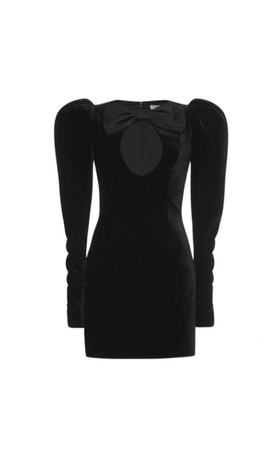 SCHWARZES MINIKLEID AUS DUCHESSE-SAMT MIT SCHLEIFE