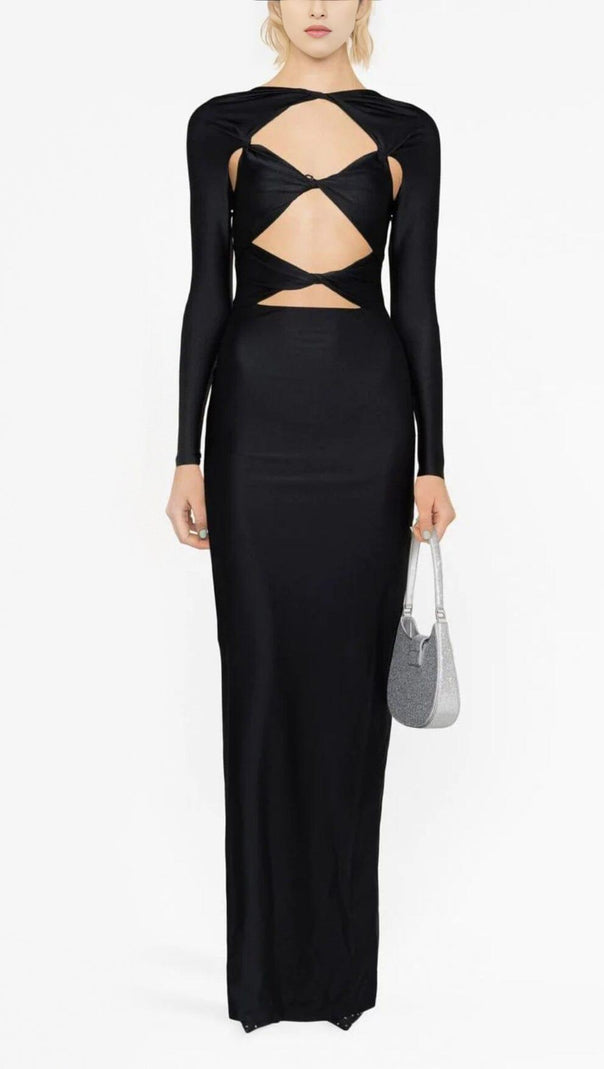 AIIZIE BLACK EMBELLISHED CUT-OUT MAXI DRESS - product image
