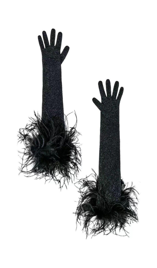 BLACK FEATHER GLOVES