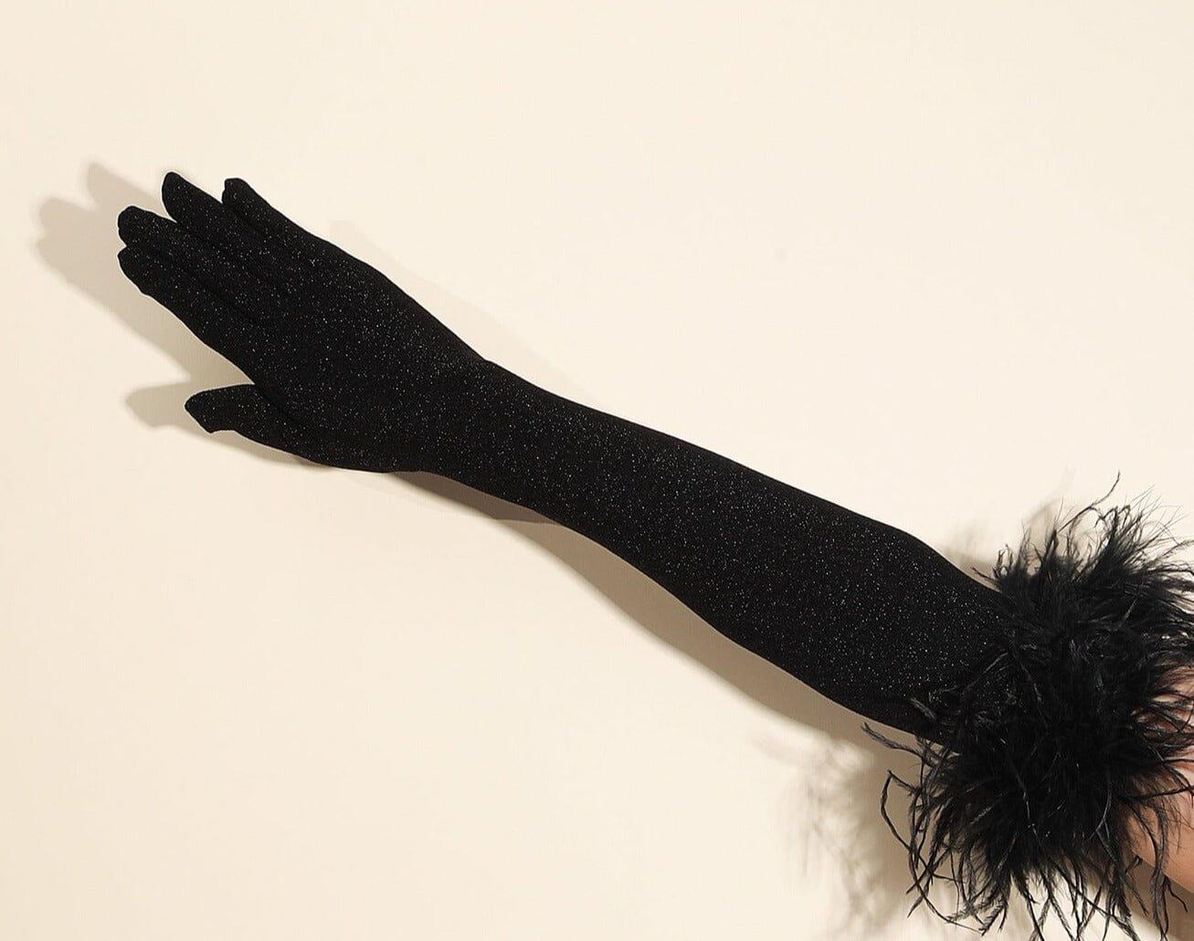 AIIZIE BLACK FEATHER GLOVES - product image